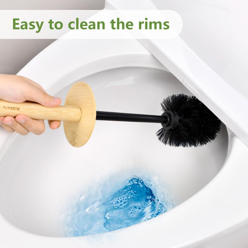 SUBEKYU Toilet Brush, Toilet Bowl Brush and Holder Set, Bathroom Toilet Bowl Cleaner for Deep Cleaning, Black - Image 3